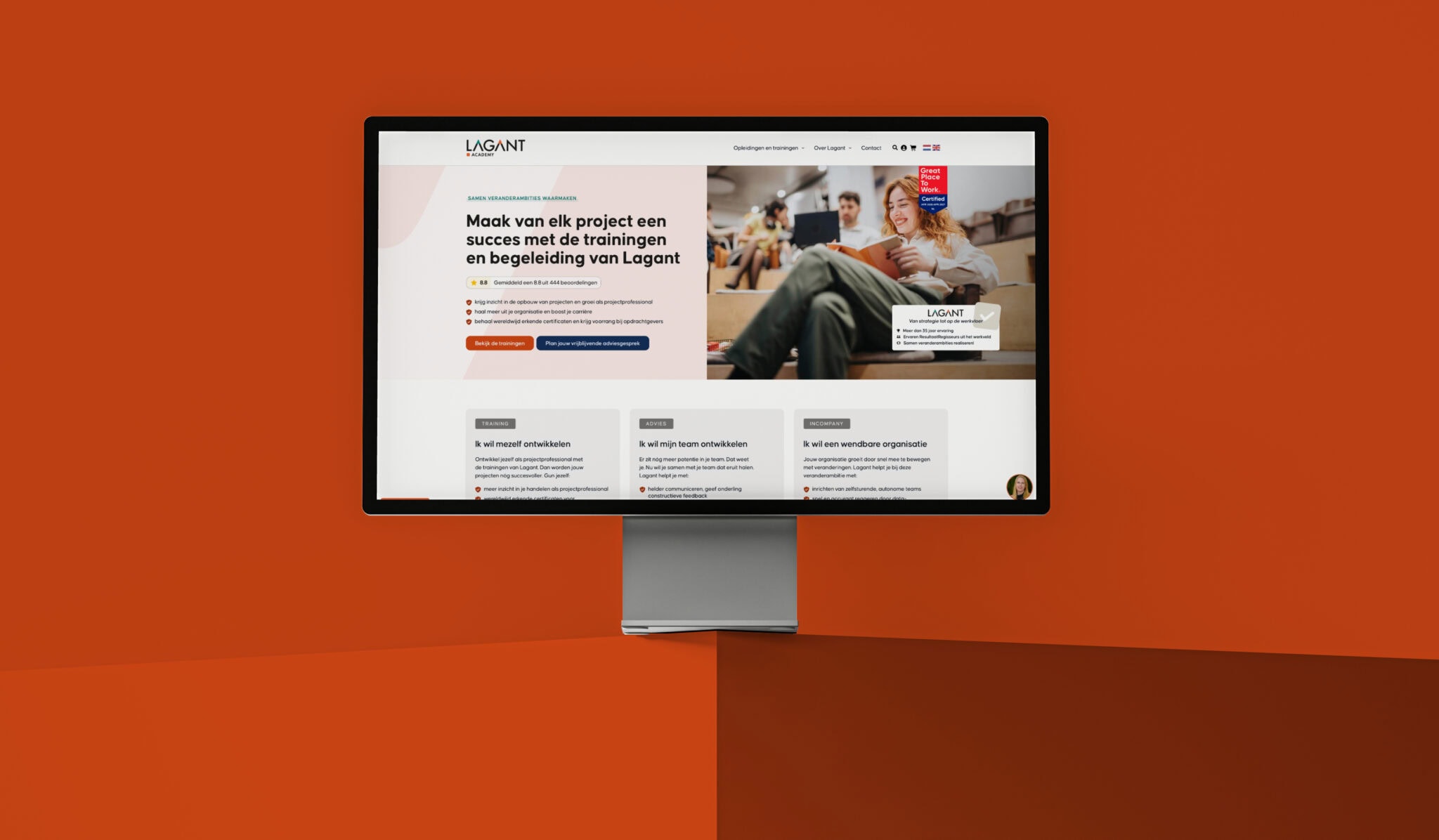 De website van Lagant op een monitor